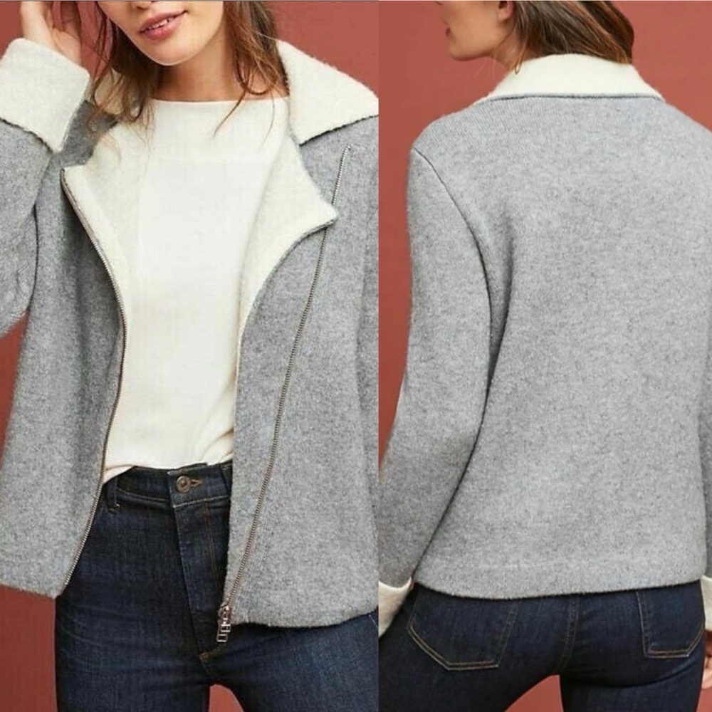 Anthropologie Cherohala Wool Blend Moto Jacket XS